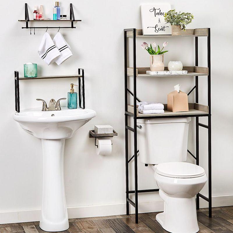 The Lakeside Collection Farmhouse Bathroom Collection - Over the Sink Shelf Gray