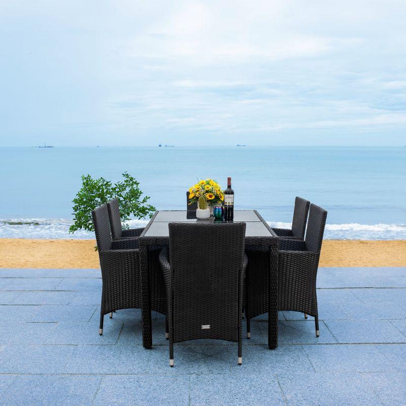 Jolin 7 Pc Dining Set - Outdoor - PAT7706 - Black/White - Safavieh