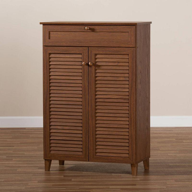 Shelf Wood Shoe Storage Cabinet with Drawer Coolidge - Baxton Studio