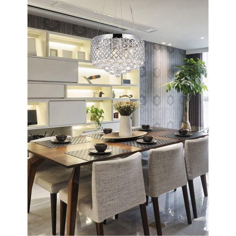 Elegant Chrome and Crystal Round Pendant Light