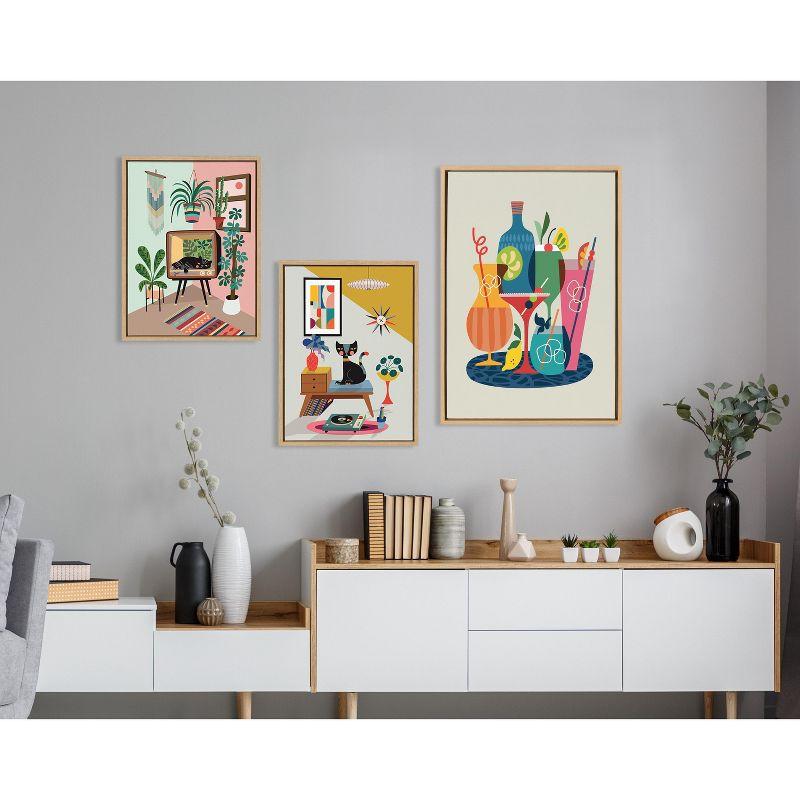 Mid Century Modern Cocktails Framed Canvas Print, 23x33, Natural