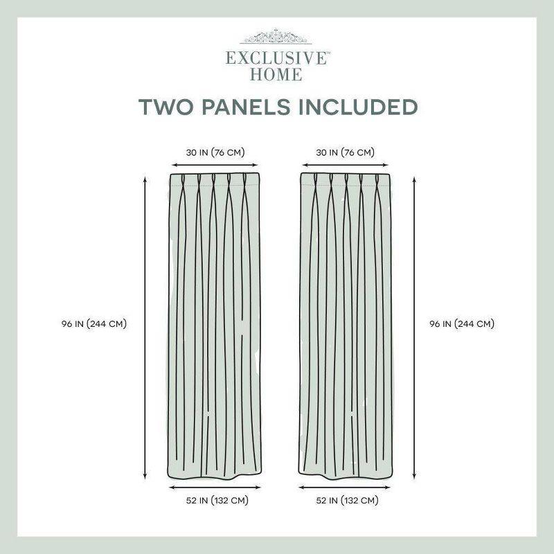 Set of 2 96"x30" Sateen Twill Woven Blackout Pinch Pleat Curtains, Thermal Insulated, Mid-Century Modern - Exclusive Home