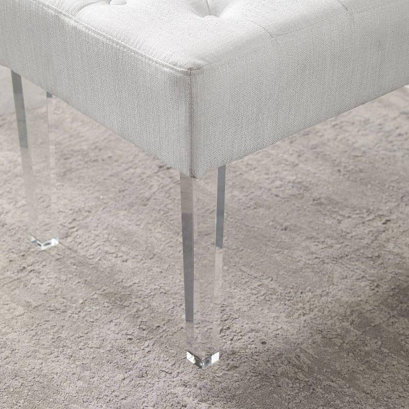 35" Ella Glam Tufted Linen Upholstered Acrylic Leg Bench - Linon