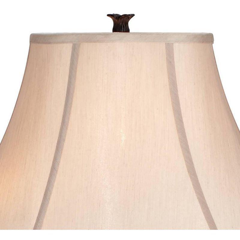 Lush Bronze Tortoise Glass 4-Light Floor Lamp with Bell Shade