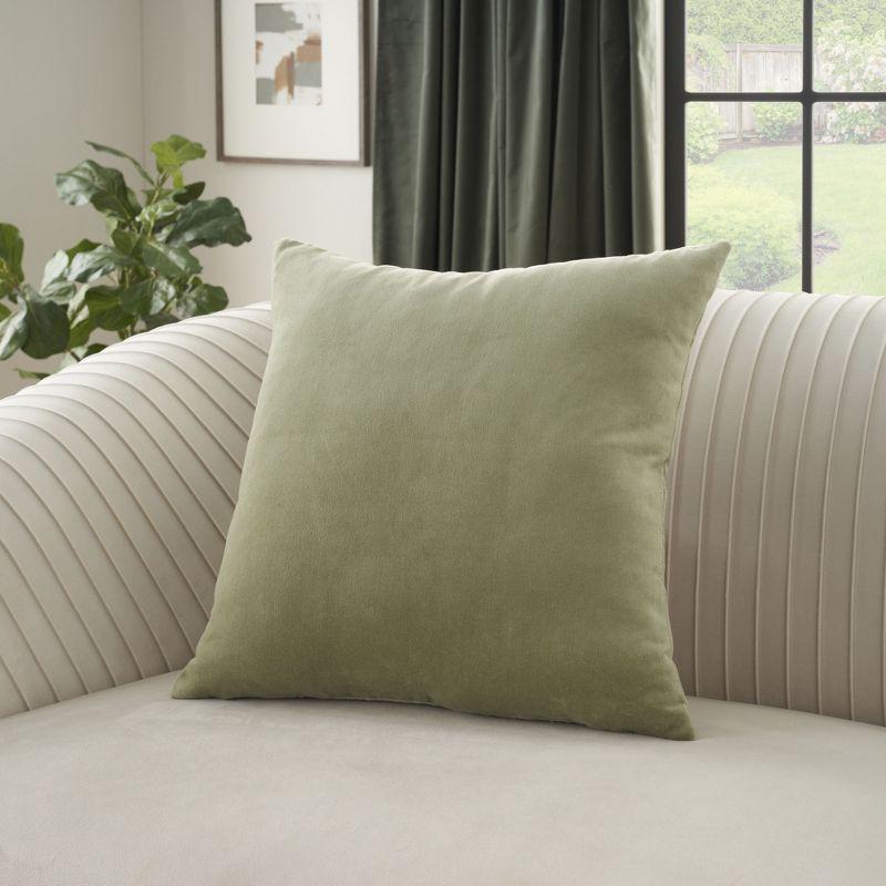 Mina Victory Sofia Solid Reversible Velvet 20" x 20" Green Indoor Throw Pillow