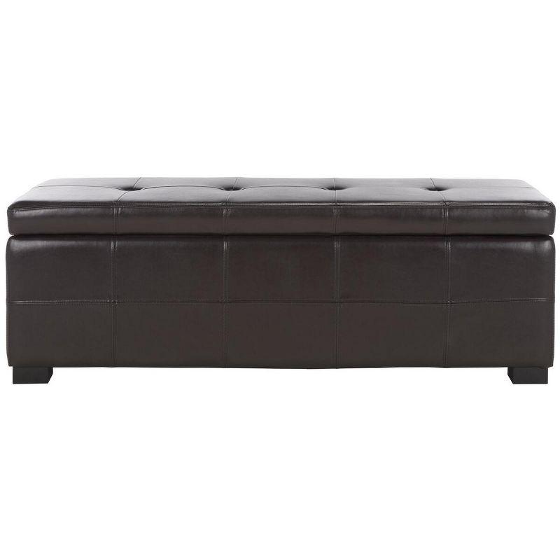 Large Brown Birch Tufted Storage Bench with Hinged Top