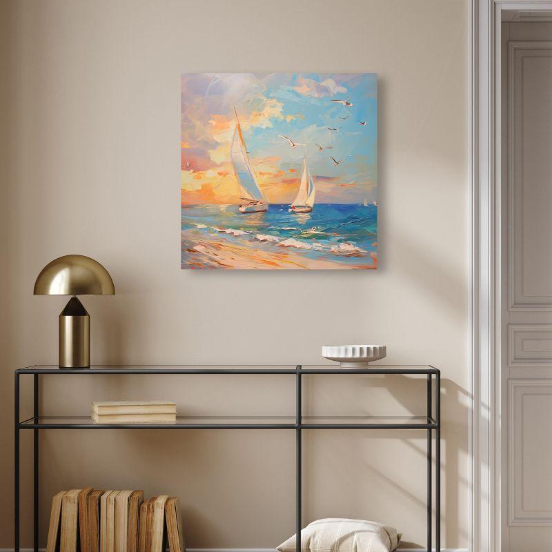 Art Remedy Art Remedy Sailboats In The Sunset Framed Sailing 1 Piece Canvas Wall Art 56057