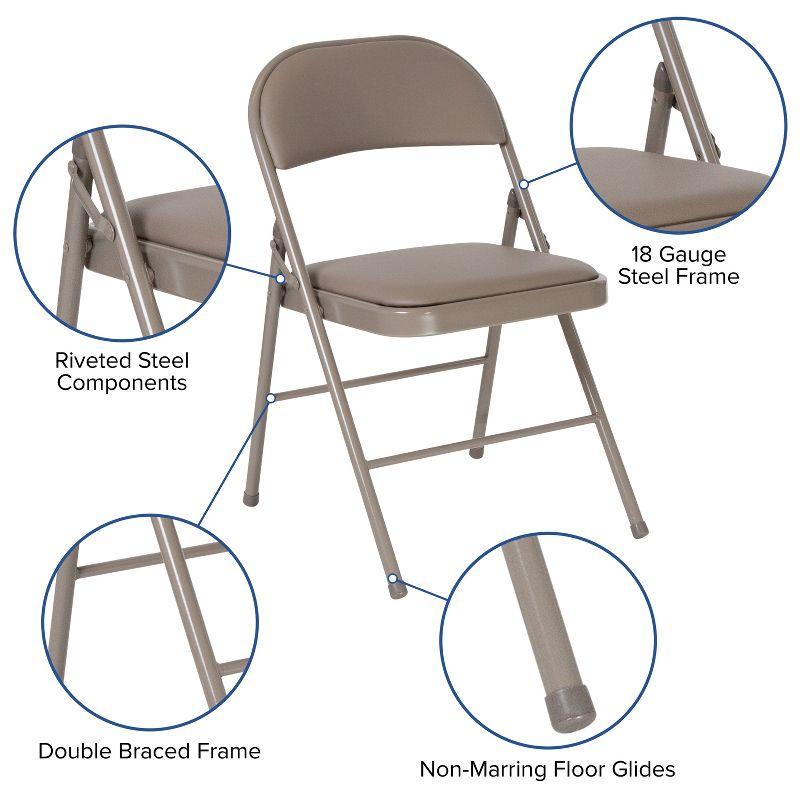 Hercules Double Braced Gray Vinyl Metal Folding Chair Set