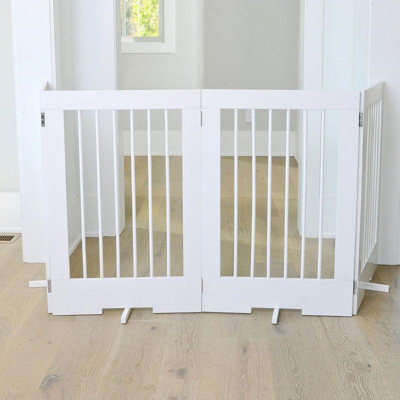 Cardinal Gates 4PG 4-Panel Freestanding Pet Gate - Adjustable Wooden Dog Gate