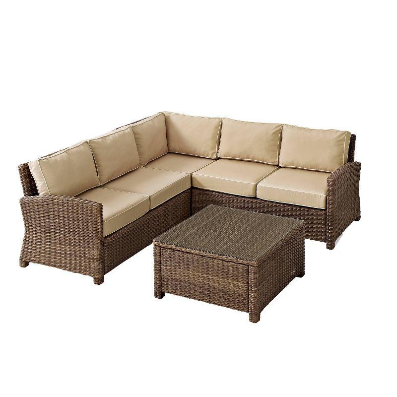 Weathered Brown 4-Piece Steel Outdoor Sectional Sofa Set