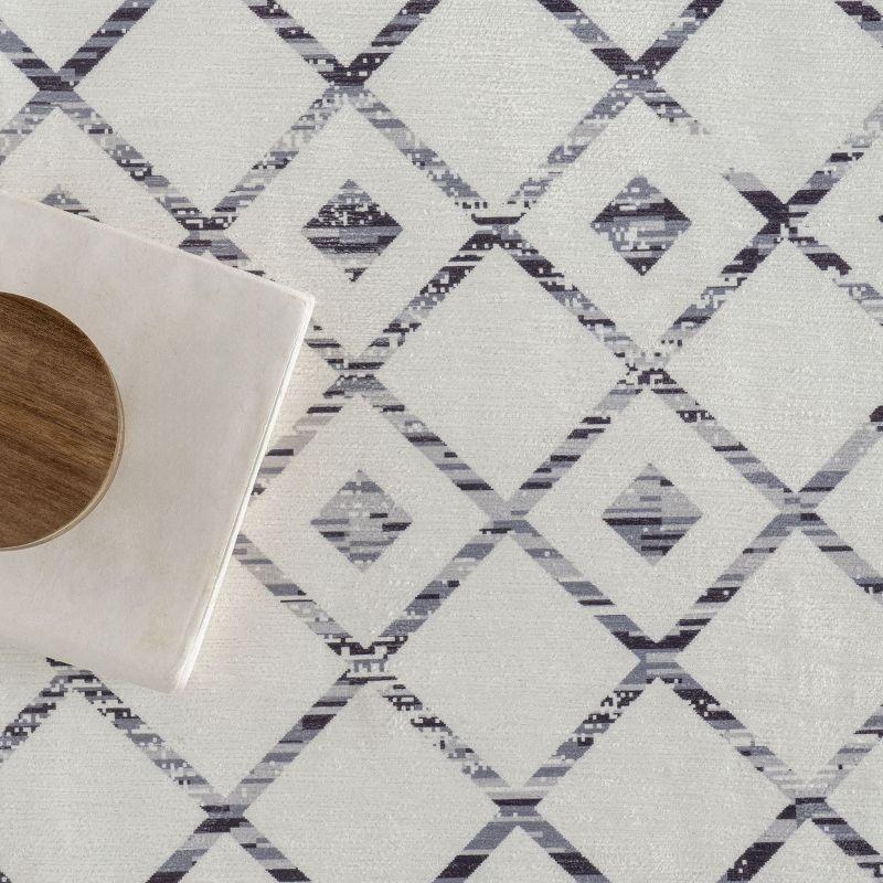 Kateshia Moroccan HYPE Boho Vintage Diamond Cream/Gray Rug