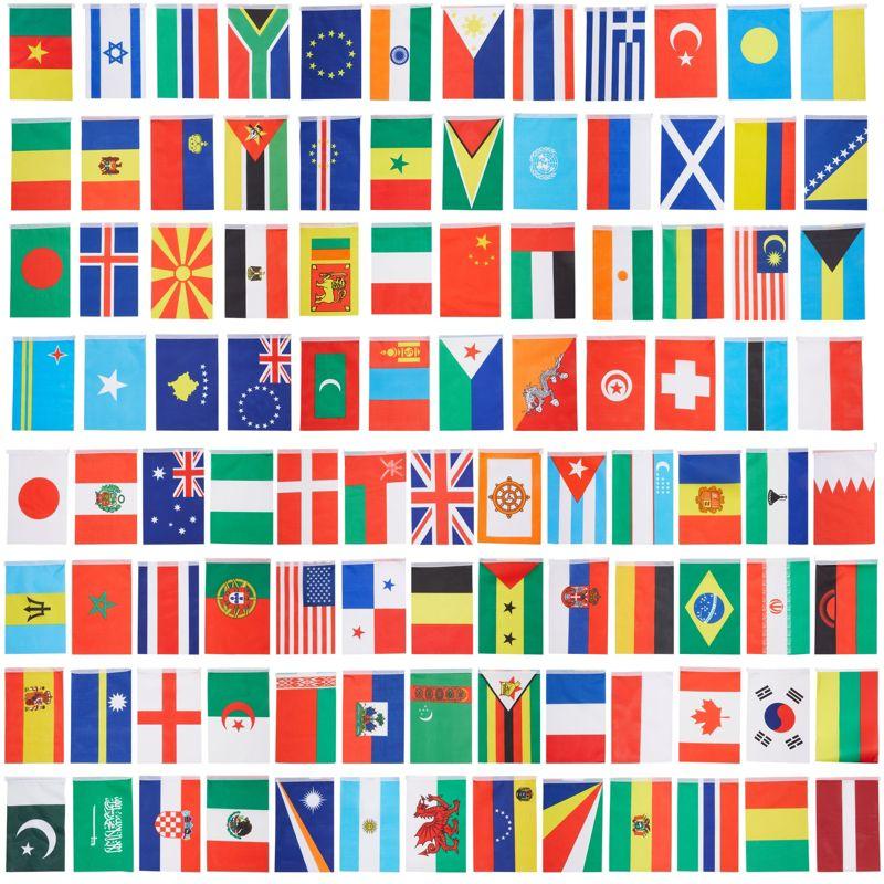 Juvale 80 ft International Flags of the World Banner with 100 Countries, Hanging Multicultural Decorations - 5.2 x 8.2" Flags