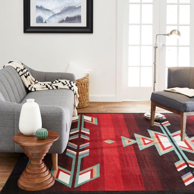 Southwestern Geometric Black and Red 9' x 12' Synthetic Area Rug