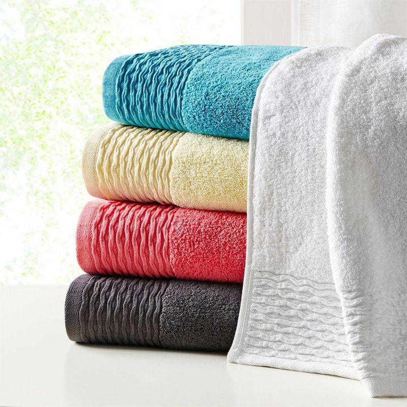 Breeze 6 Piece Wavy Border Zero Twist Cotton Towel Set