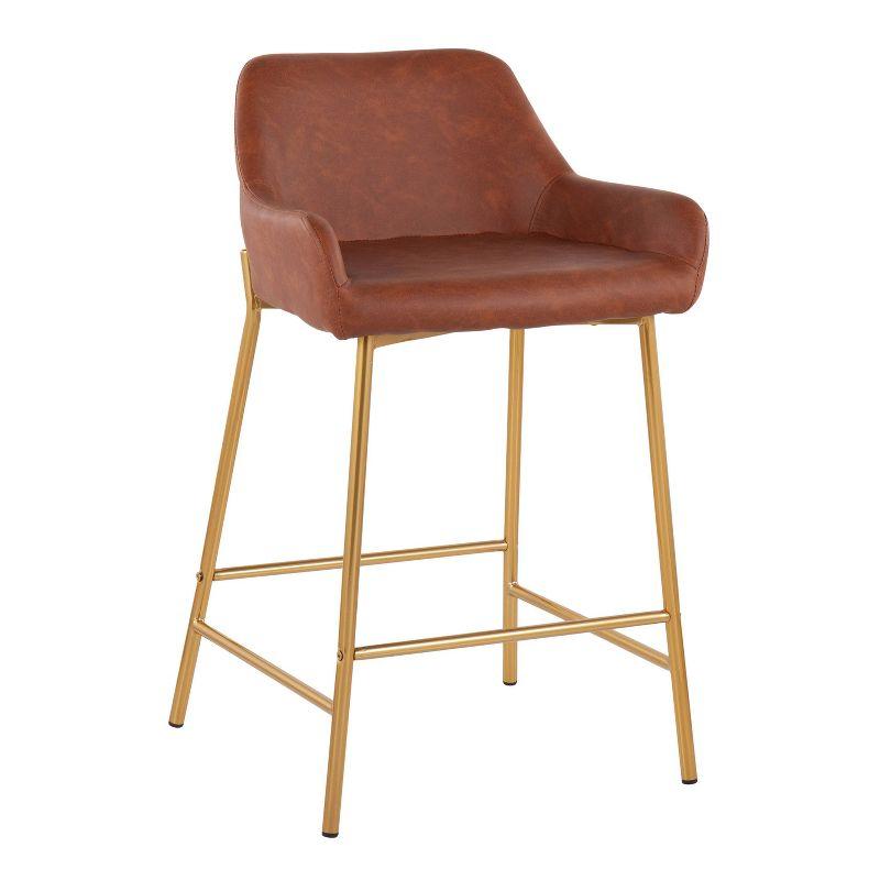 Cassiopeia Fixed-Height Faux Leather Bar & Counter Stool with Metal Legs