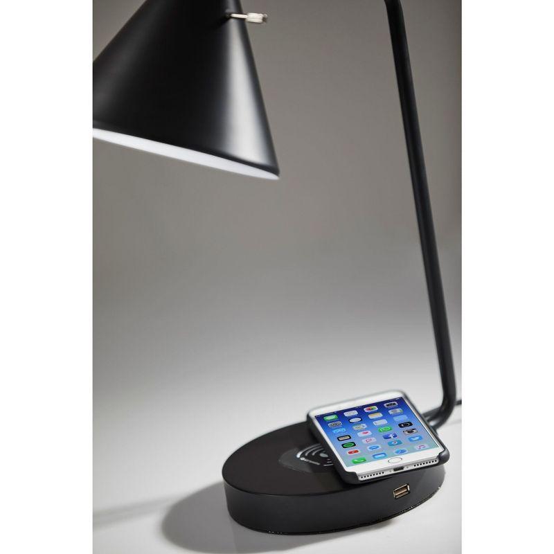 19" Wireless Charging Table Lamp Matte Black - Adesso: ETL Listed, Metal Shade, No Assembly Required