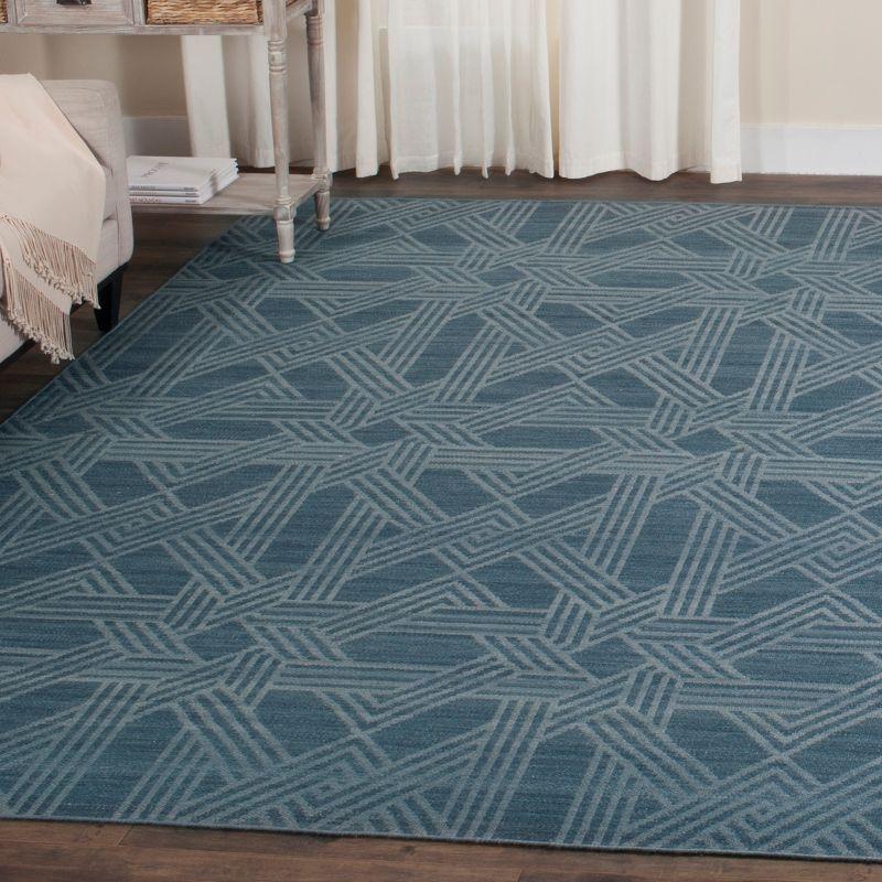 Blue and Light Blue Hand Woven Wool Area Rug