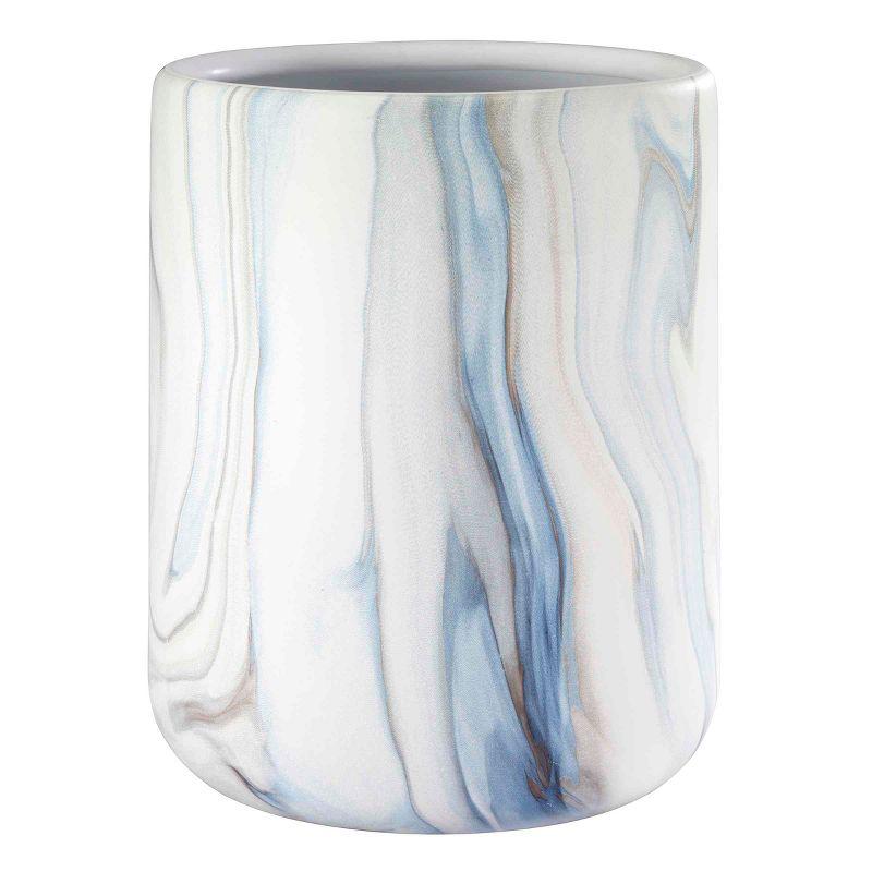 Avanti Waves Blue and White Marble Wastebasket