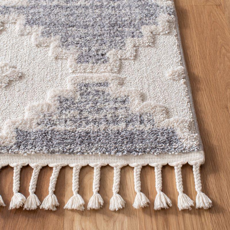 Ivory and Multi Wool Synthetic Hand-knotted Runner Rug, 2'2"x6'