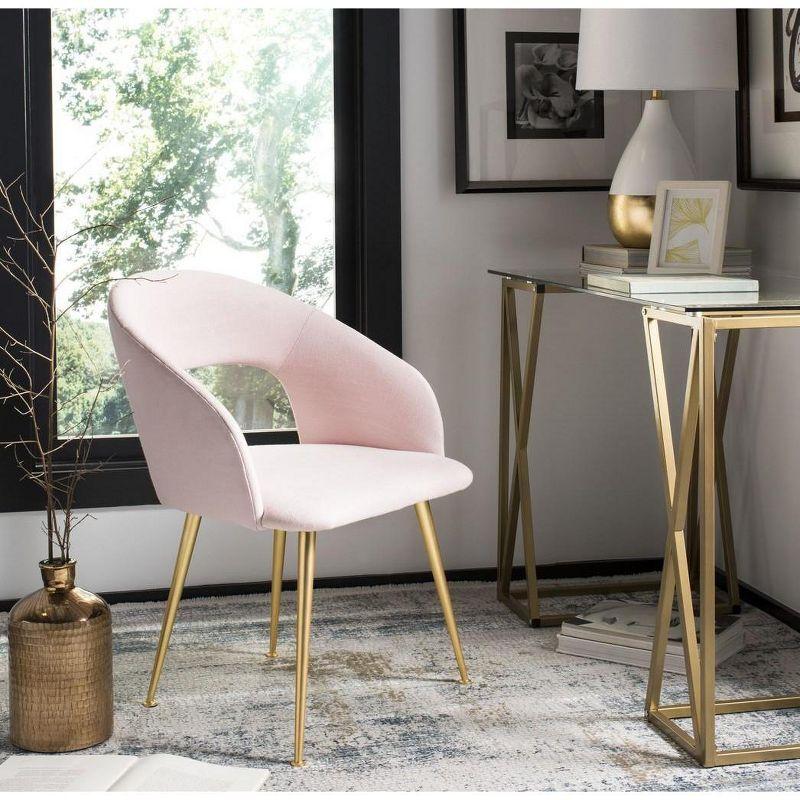 Ethereal Light Pink Linen & Wood Upholstered Arm Chair