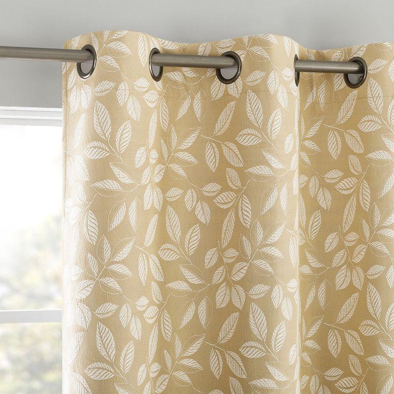 Satti Embroidered Leaf 100% Blackout Grommet Curtain Panel