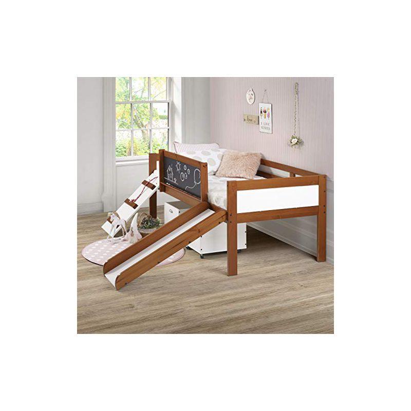 Espresso Pine Twin Loft Bed with Storage and Slide