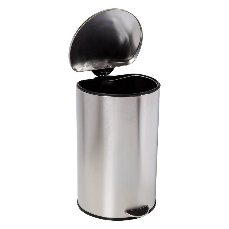 Honey-Can-Do 40L Semi Round Stainless Steel Step Trash Can