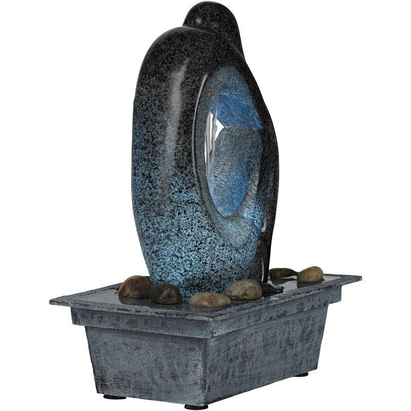 Modern Silhouette 10" High Small Zen Indoor Outdoor Decor Faux Stone Tabletop Fountain with Light LED Waterfall Outside Garden Patio