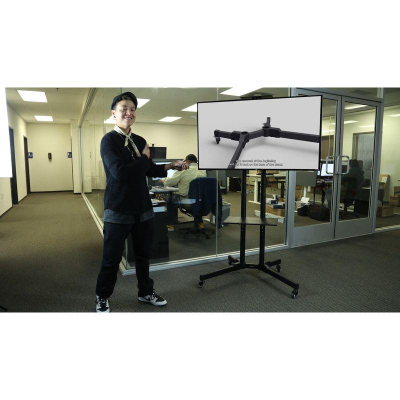 Mount-It Height Adjustable Mobile TV Stand w/ Cart, Shelf & Rolling Casters Fits 37-70 in. Screens & Reviews | Wayfair