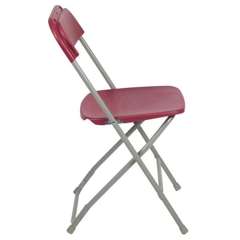 Emma and Oliver Folding Chair - Red Plastic - 4 Pack 650LB Weight Capacity - Event Chair