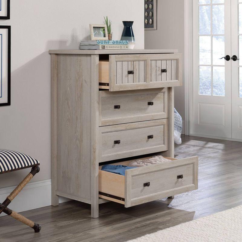 Costa 4 Drawer Chest Chalked Chestnut - Sauder: Storage Furniture for Bedroom, Smooth Metal Runners