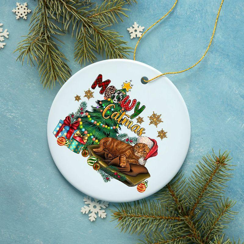 Meowy Catmas Orange Cat Christmas Ornament  3