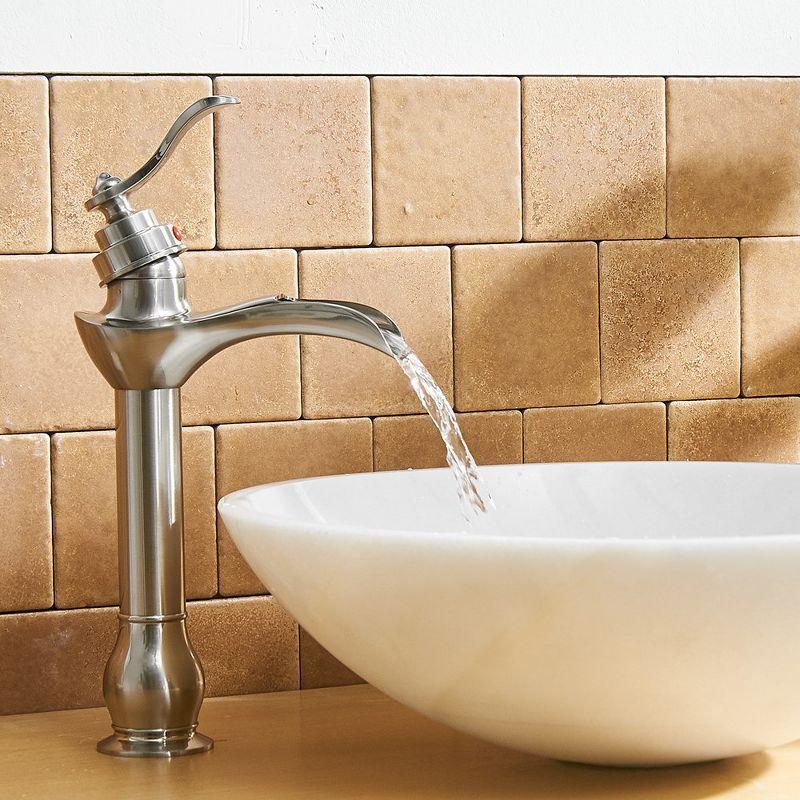 BWE Waterfall Single Hole Single-Handle Vessel Bathroom Faucet With Pop-up Drain Assembly