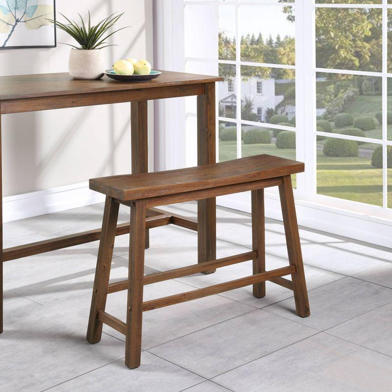 Sonoma Rustic Chestnut Wire-Brush Saddle Bench