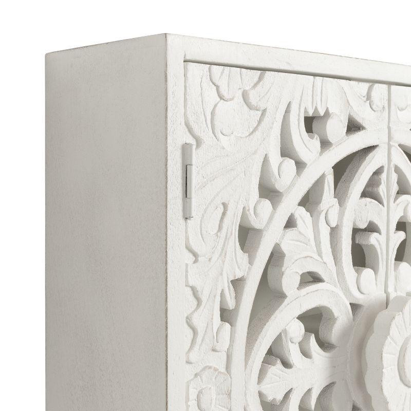Kate & Laurel All Things Decor 20" Saanvi Traditional Carved Wood Wall Cabinet White: Artisan-Made, No Assembly, Includes Mounting Hardware