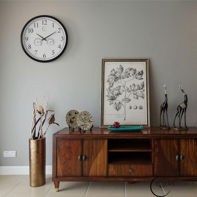 Clockswise 18 Inch Outdoor Wall Clock Thermometer Combo, Waterproof Hygrometer Silent Battery Operated Clocks Timepiece Garden Weather Master Station