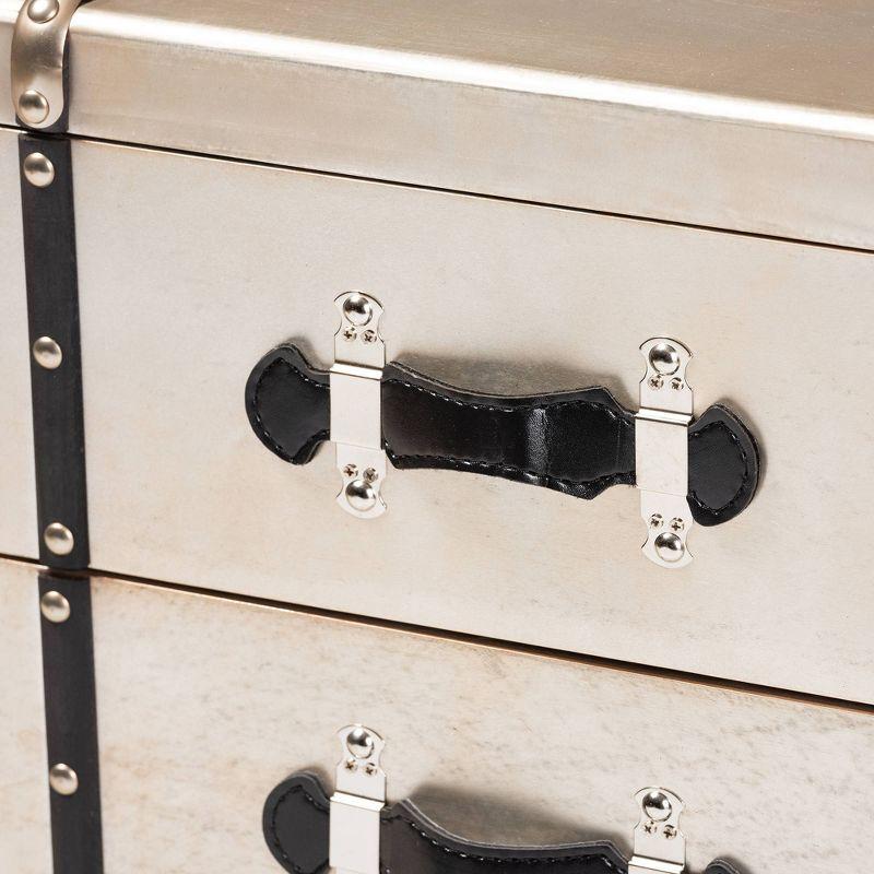 Dilan Metal 3 Drawer Nightstand Light Cream/Black - Baxton Studio: Vintage Style Bedside Storage