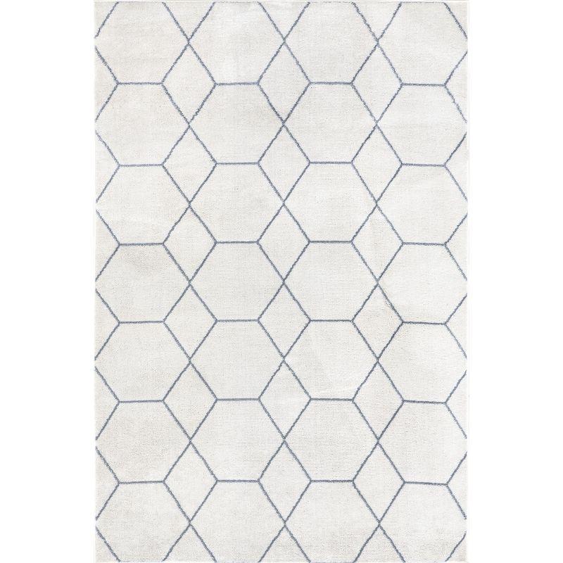 Nuloom Veronica Geometric 5x8 Indoor Area Rug for Living Room Bedroom Dining Room Kitchen, Blue/Ivory