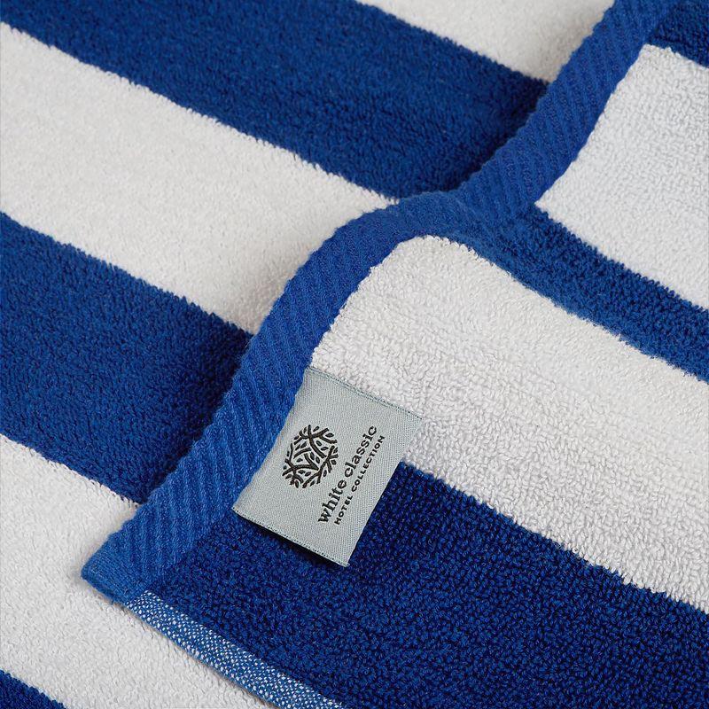 White Classic 100% Cotton Cabana Striped Oversized Beach Towels