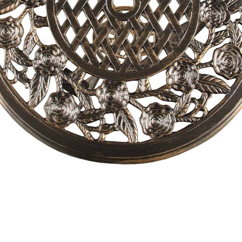 3pc Rose Ornate Traditional Patio Bistro Set - Bronze - Oakland Living: Weather-Resistant Aluminum Furniture