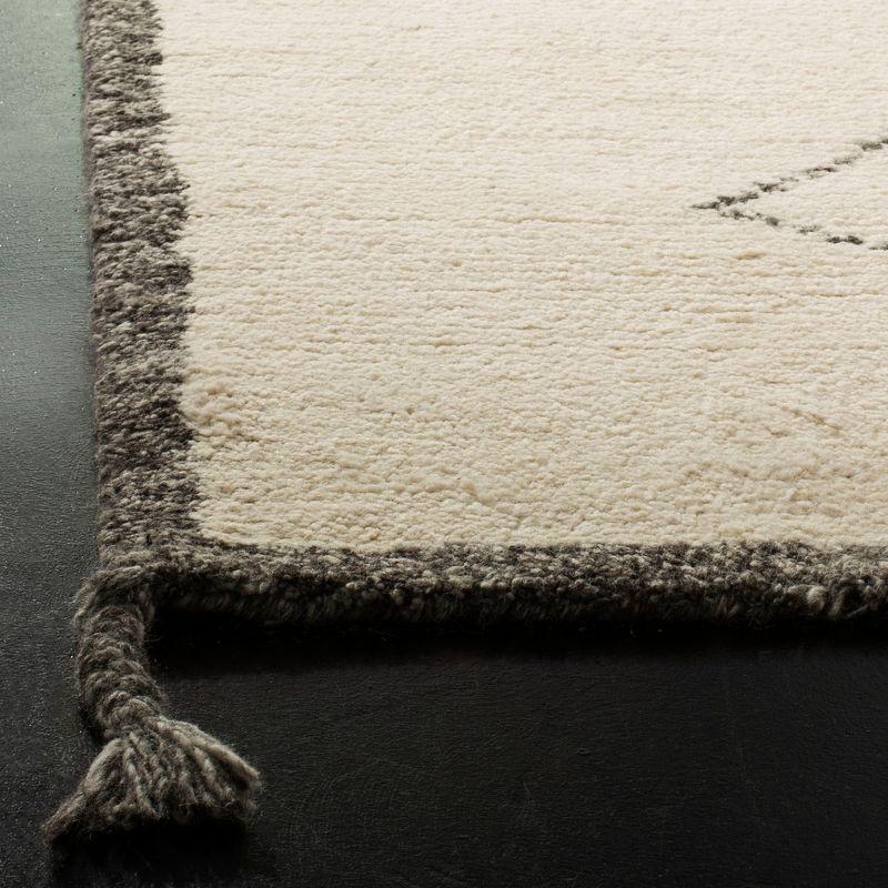 Ivory and Charcoal Square Hand-Tufted Wool Shag Rug