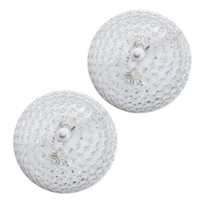 Elegant Designs Set of 2 13" Elipse Crystal Flush Mount Ceiling Lights White : Metal & Crystal, UL Listed, Modern Decor