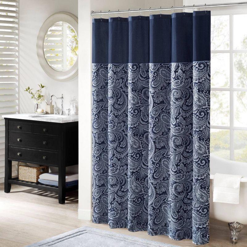 Madison Park Aubrey Paisley Jacquard Shower Curtain