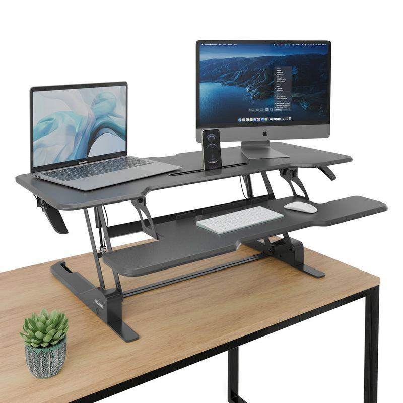 Mount-It! Large Standing Desk Converter with 47" Desktop, Black