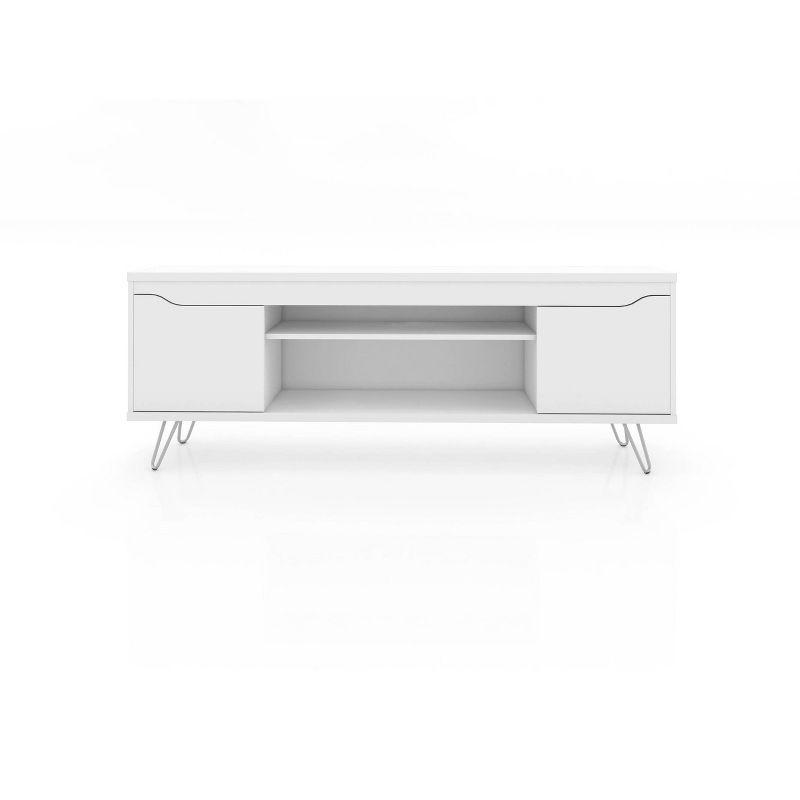 Baxter TV Stand for TVs up to 60" White - Manhattan Comfort: Mid-Century Modern Media Console with Cable Management