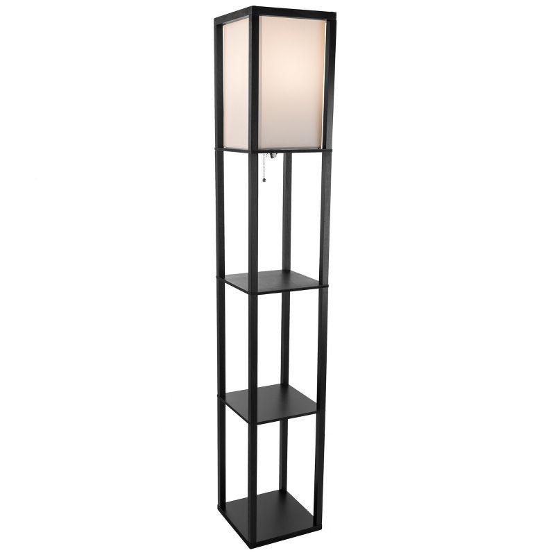 Torchiere Floor Lamp Black/White with 3-Tier Storage Shelves (Includes LED Light Bulb) - Lavish Home