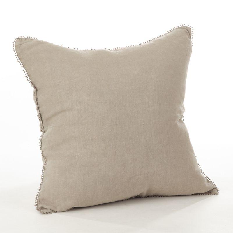 Saro Lifestyle Pom Pom Linen Down-Filled Throw Pillow