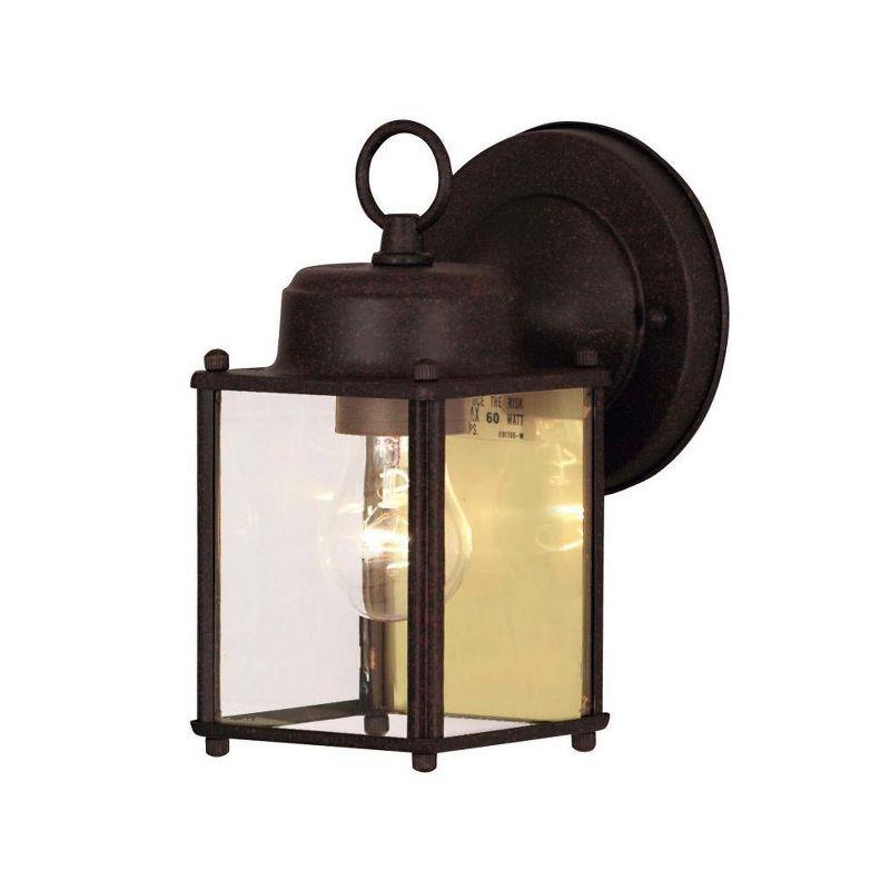 Rust Finish Dimmable Outdoor Lantern Sconce with Clear Glass