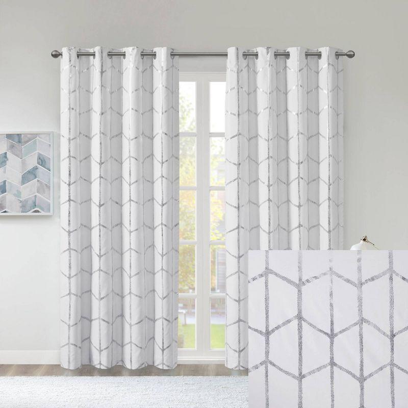 Raina Geometric Total Blackout Grommet Single Curtain Panel