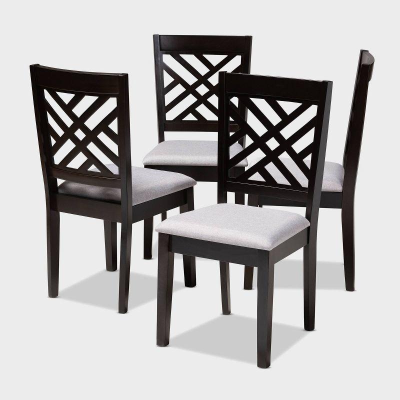 Gray Espresso Rubberwood and Cane Dining Chairs Set